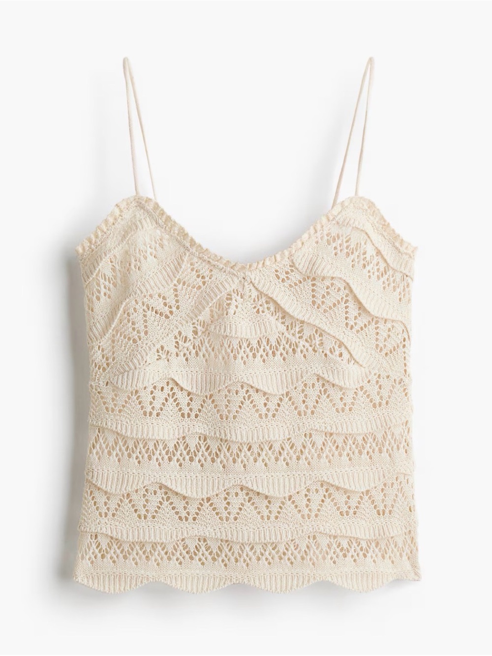 Cream Crochet Lace Camisole Tank Top
